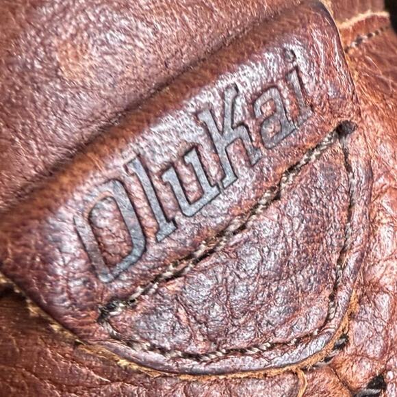 OLUKAI Men's Size 8 Mohalu Fisherman Strappy Comfort Sandal Shoes Brown Leather - Picture 7 of 10